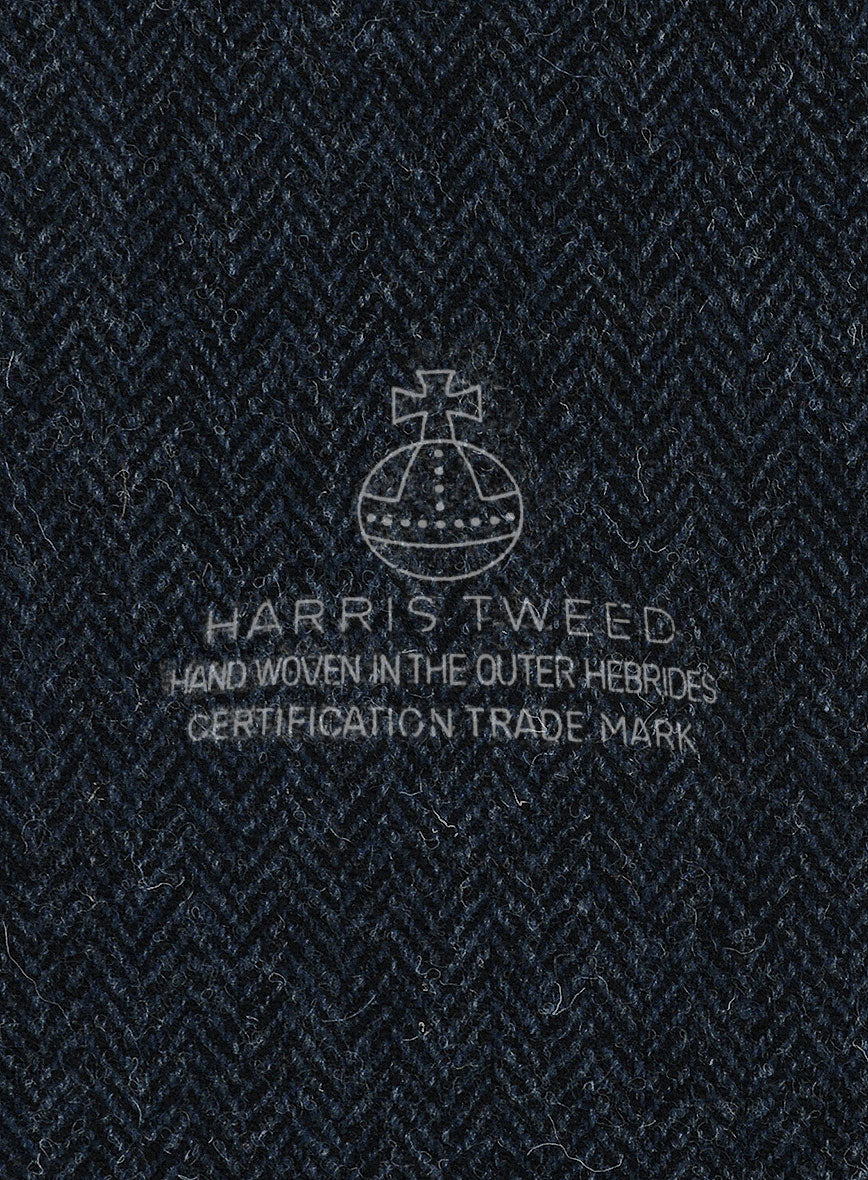 Harris Tweed Dark Blue Herringbone Pants - Image 2