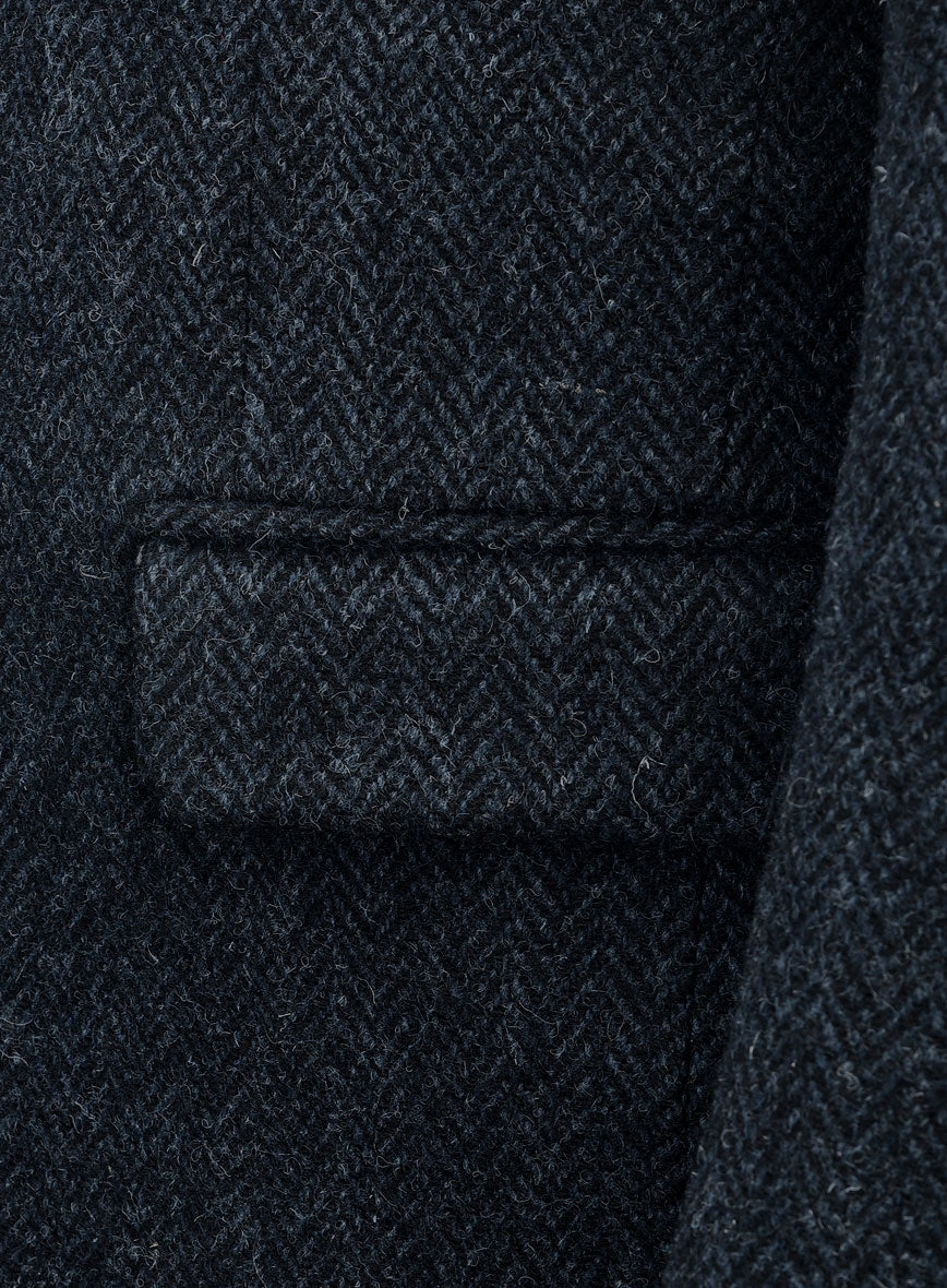 Harris Tweed Dark Blue Herringbone Suit - Image 8