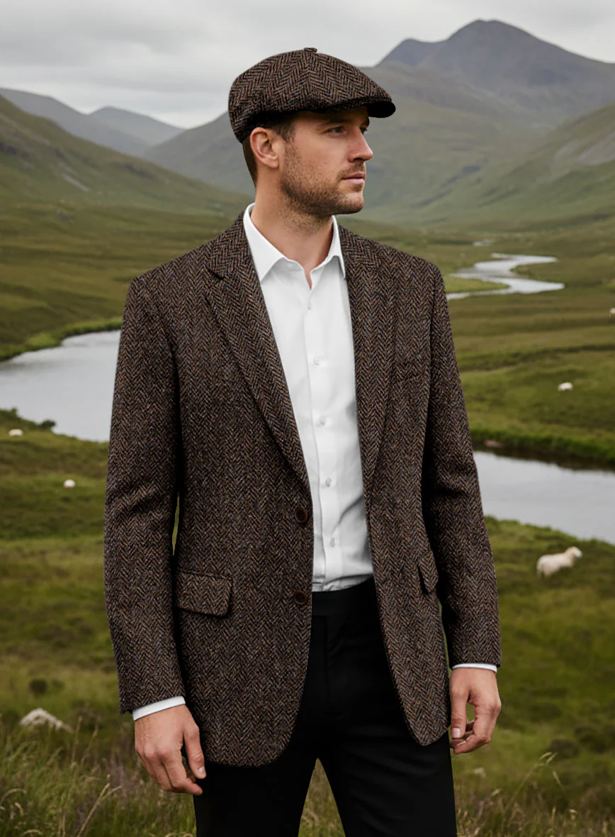 Harris Tweed Dark Brown Herringbone Suit - Image 5