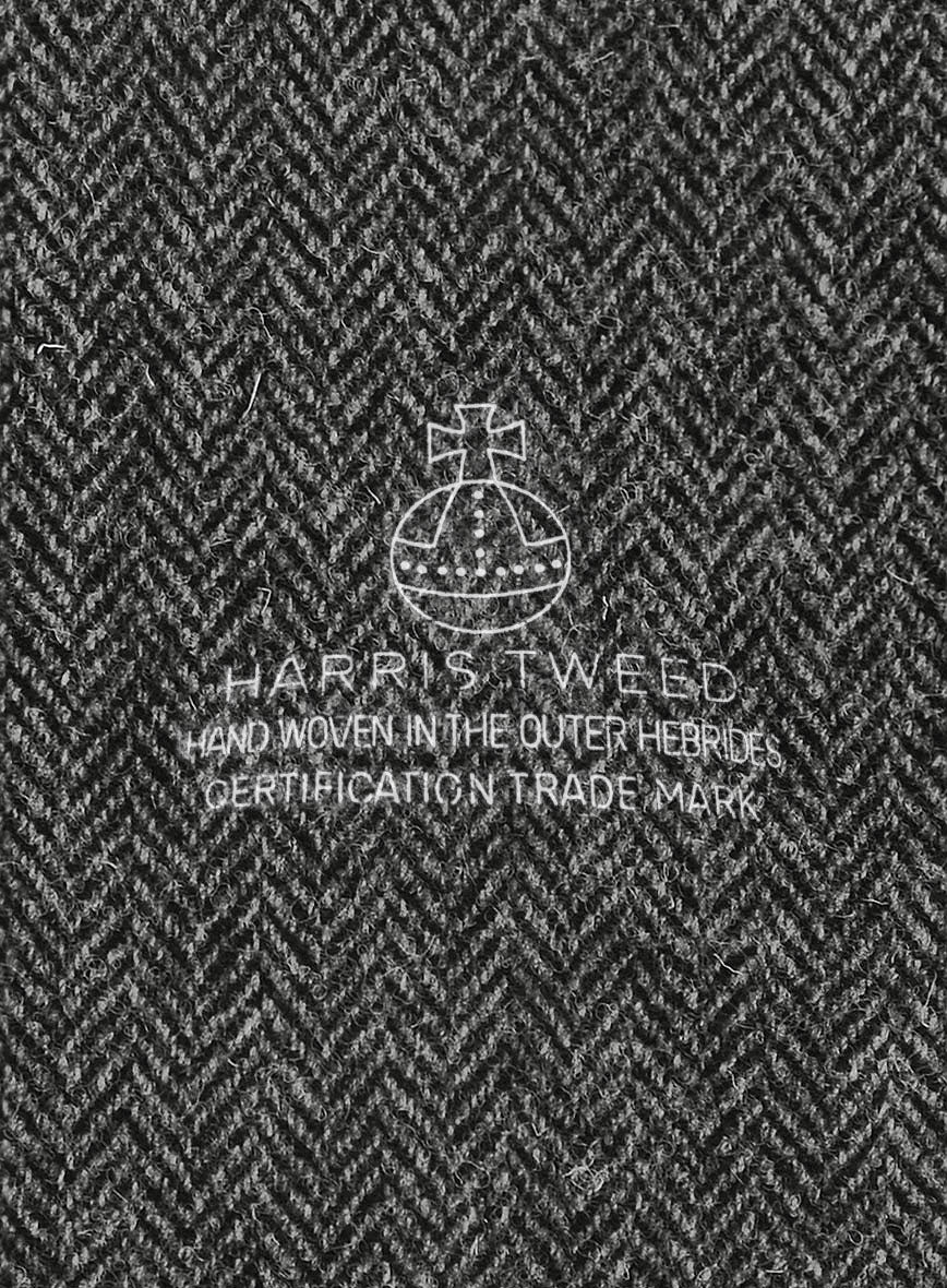 Harris Tweed Dark Gray Herringbone Newsboy Cap - Image 5