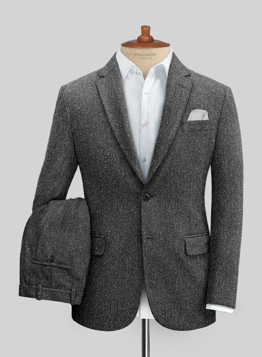 Harris Tweed Dark Gray Herringbone Suit - Image 2