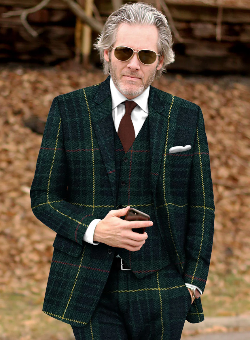 Harris Tweed Dark Green Tartan Jacket - Image 2