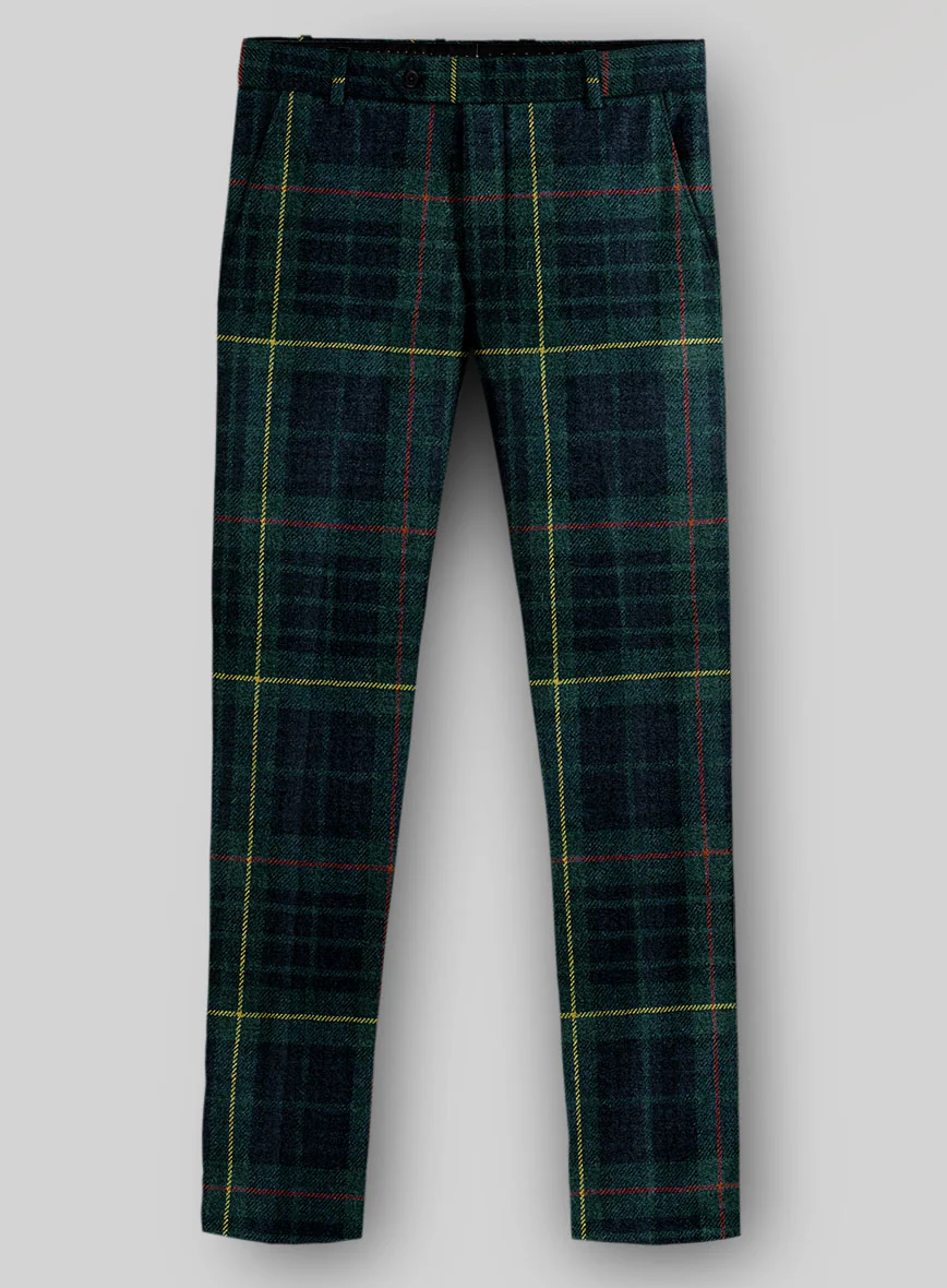 Harris Tweed Dark Green Tartan Pants