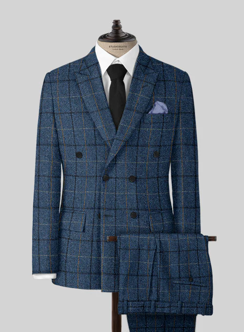 Harris Tweed Gordon Blue Double Breasted Suit