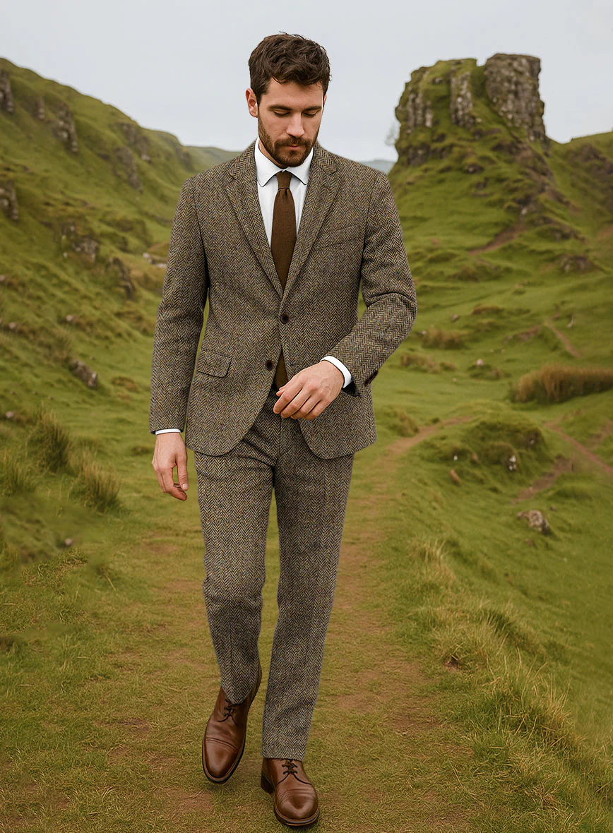 Harris Tweed Hebridean Brown Herringbone Suit