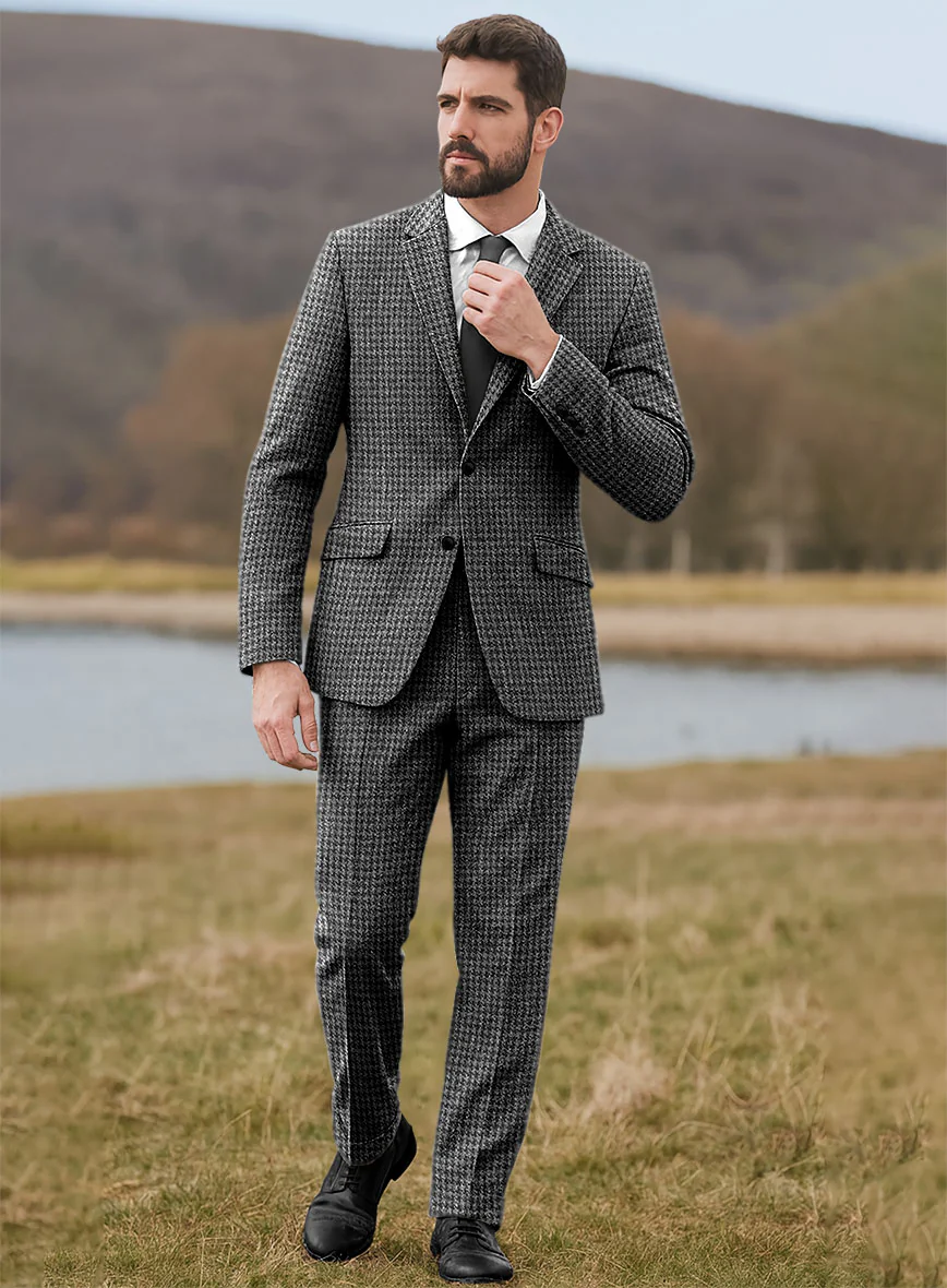 Harris Tweed Houndstooth Dark Gray Suit