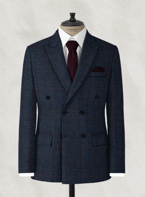 Harris Tweed King Blue Double Breasted Jacket
