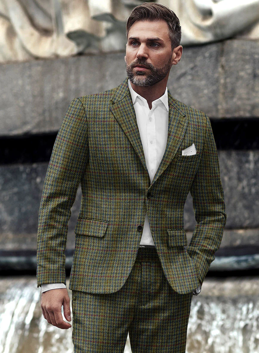 Harris Tweed Moss Green Houndstooth Jacket - Image 2