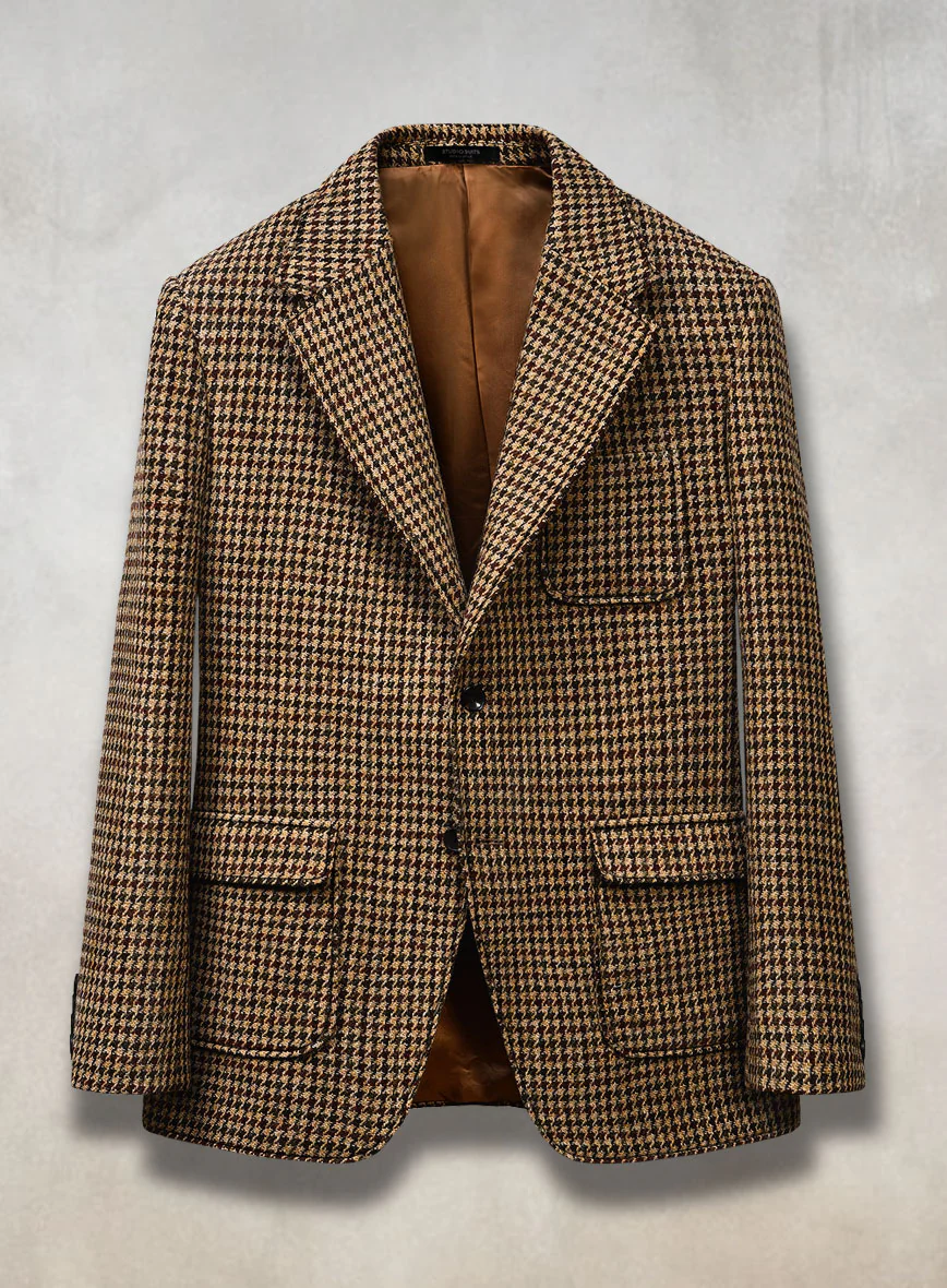 Harris Tweed Russet Houndstooth Patch Pocket Jacket