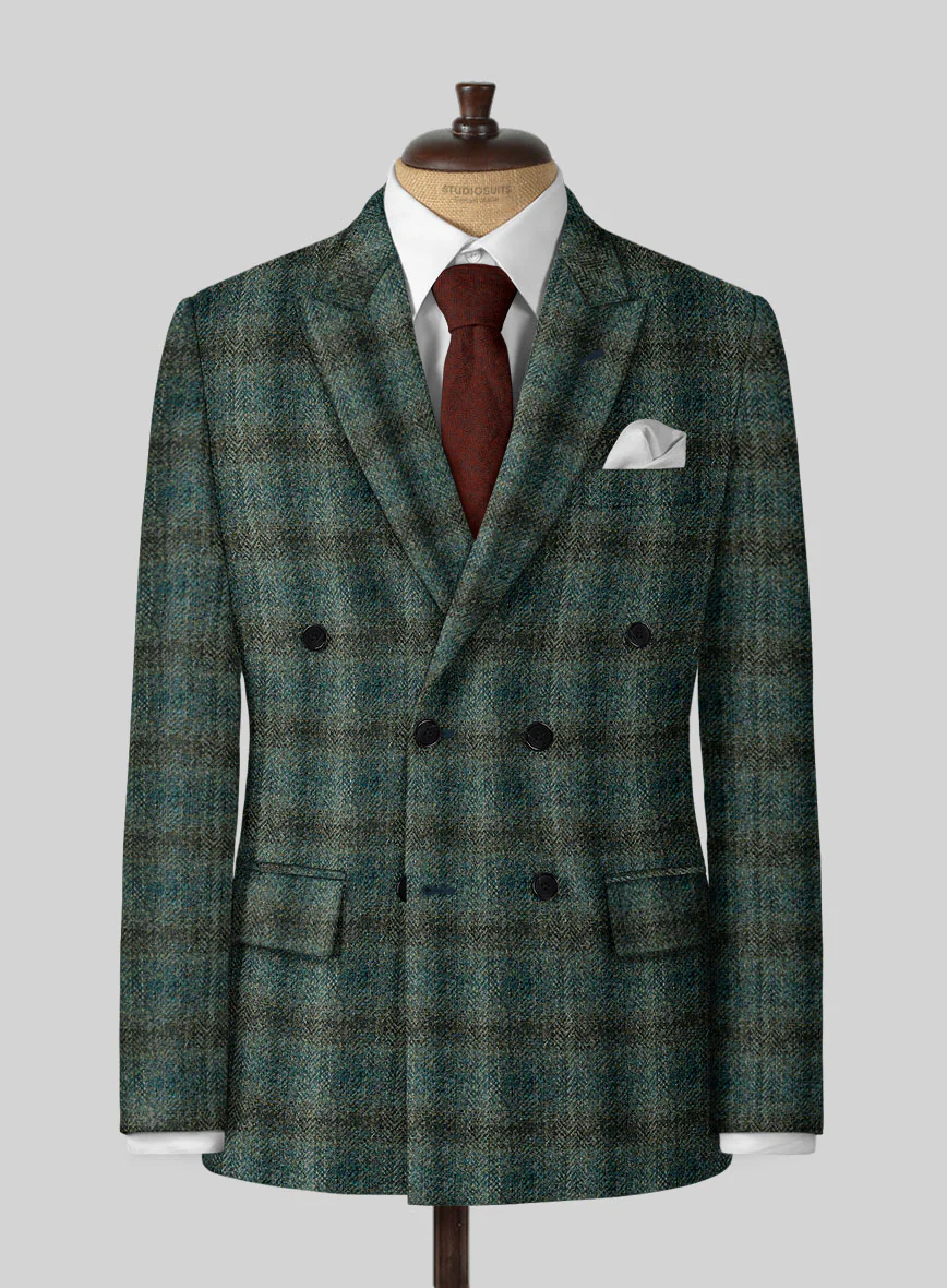 Harris Tweed Scot Green Double Breasted Jacket