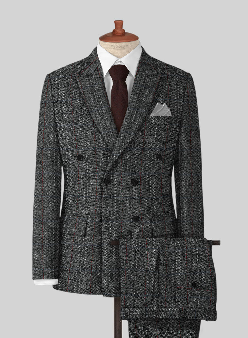 Harris Tweed Welsh Gray Double Breasted Suit