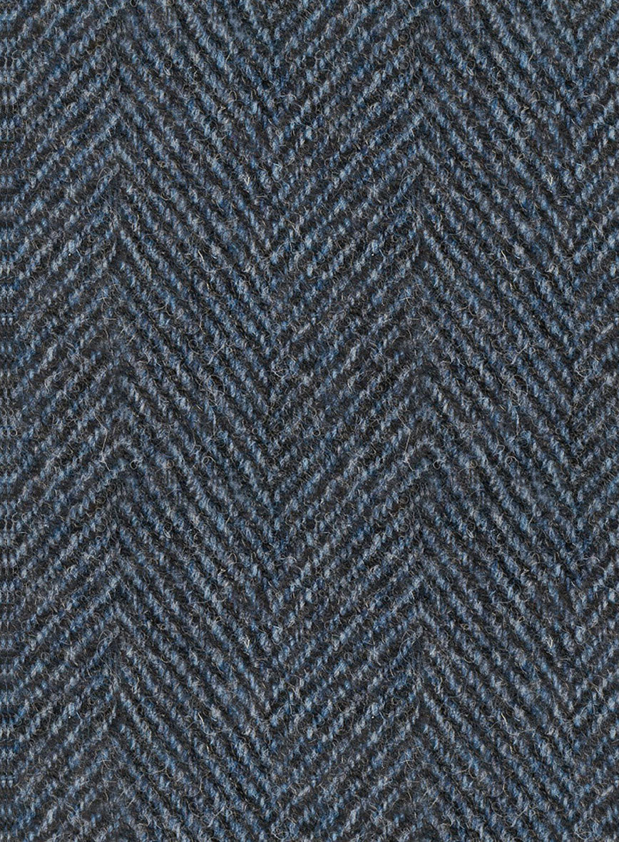 Harris Tweed Wide Herringbone Blue Double Breasted Jacket - Image 2