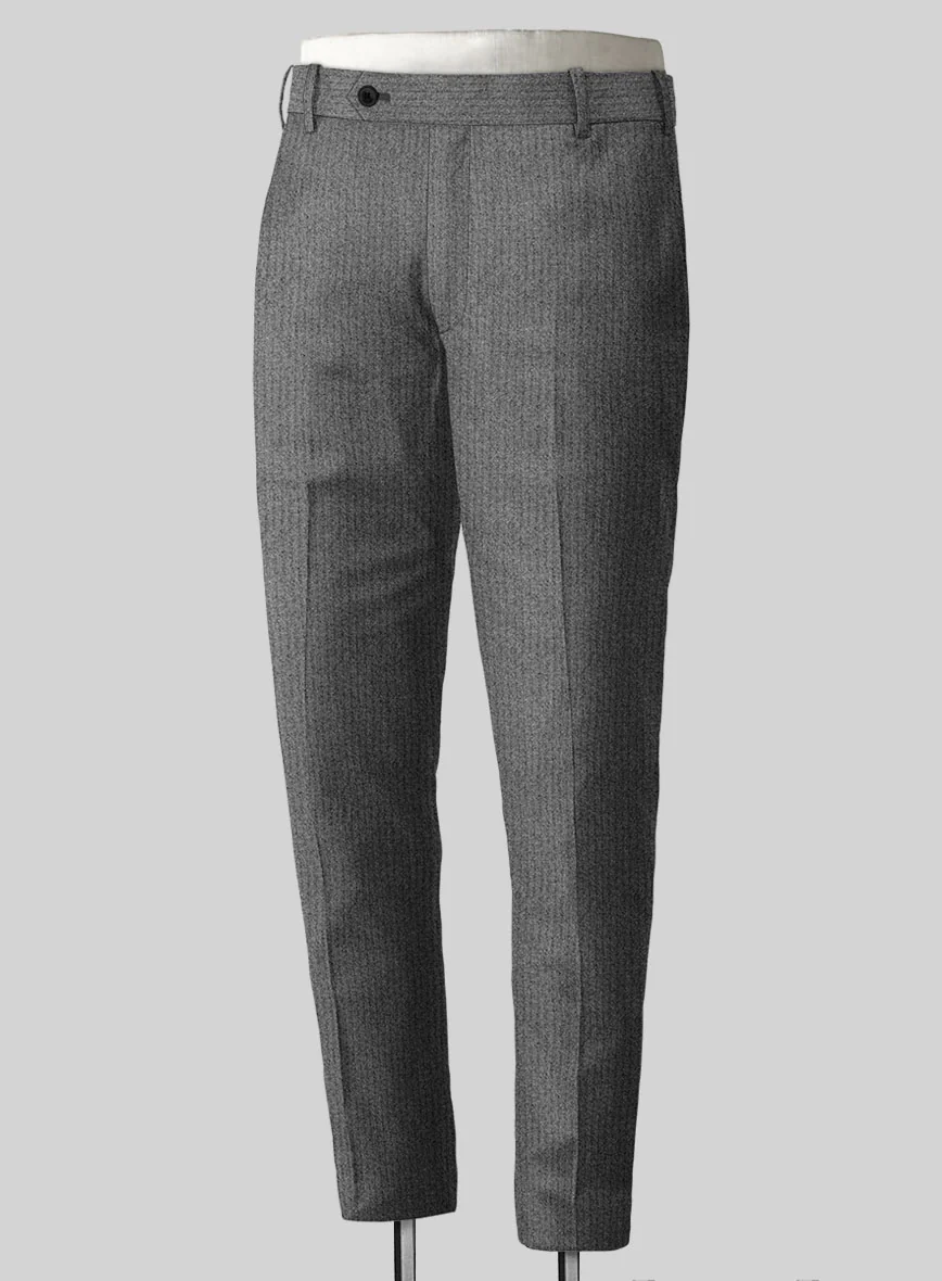 Herringbone Gray Flannel Wool Pants - Image 2