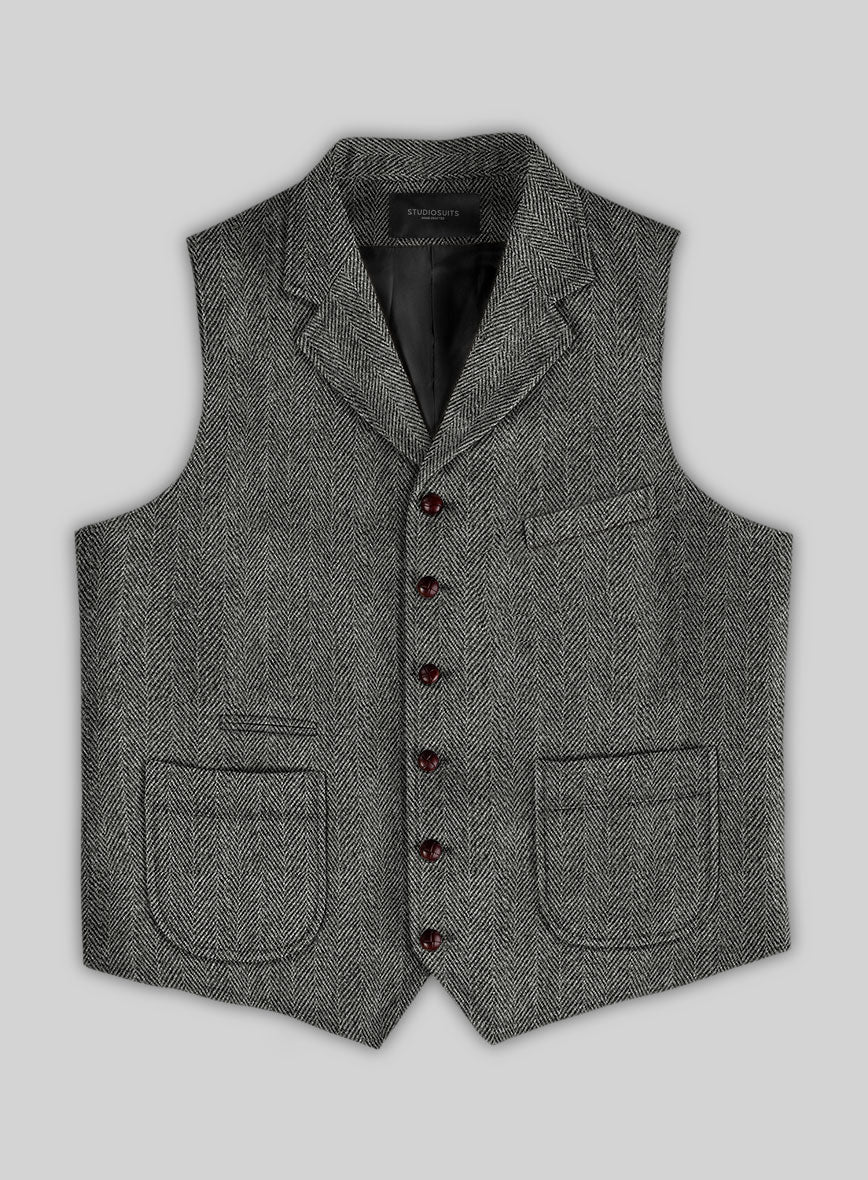 Highlander Gray Herringbone Tweed Hunting Vest
