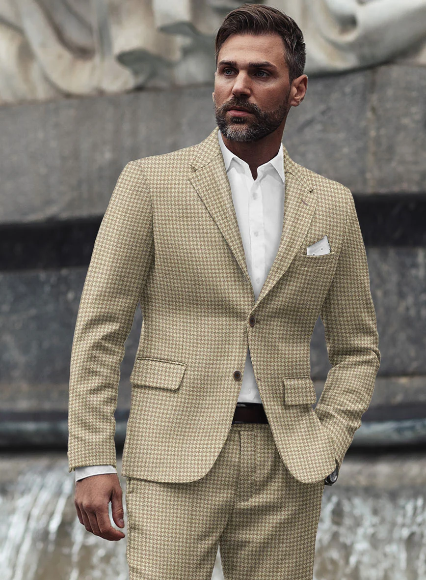 Highlander Heavy Beige Houndstooth Tweed Suit - Image 4