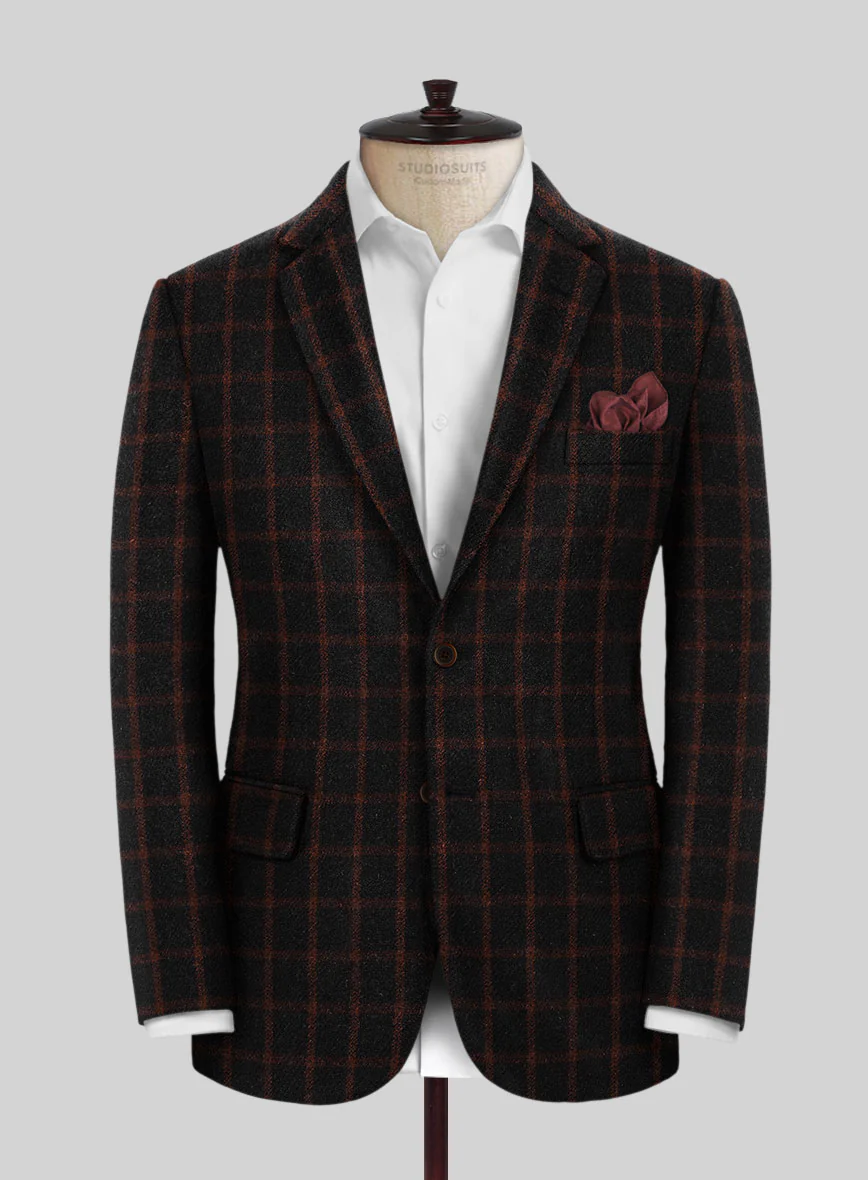 Highlander Heavy Black Check Tweed Jacket