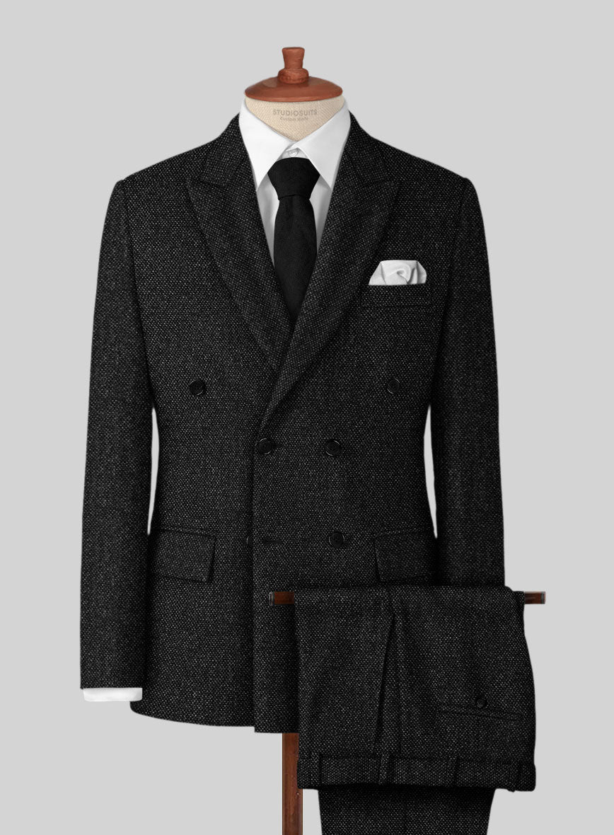 Highlander Heavy Charcoal Bedford Tweed Double Breasted Suit