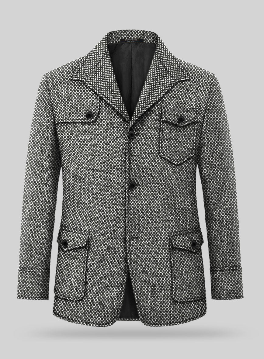 Highlander Heavy Honeycomb Gray Hunter Style Tweed Jacket