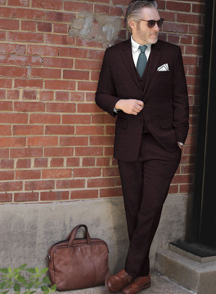 Highlander Heavy Wine Herringbone Tweed Suit - Image 2