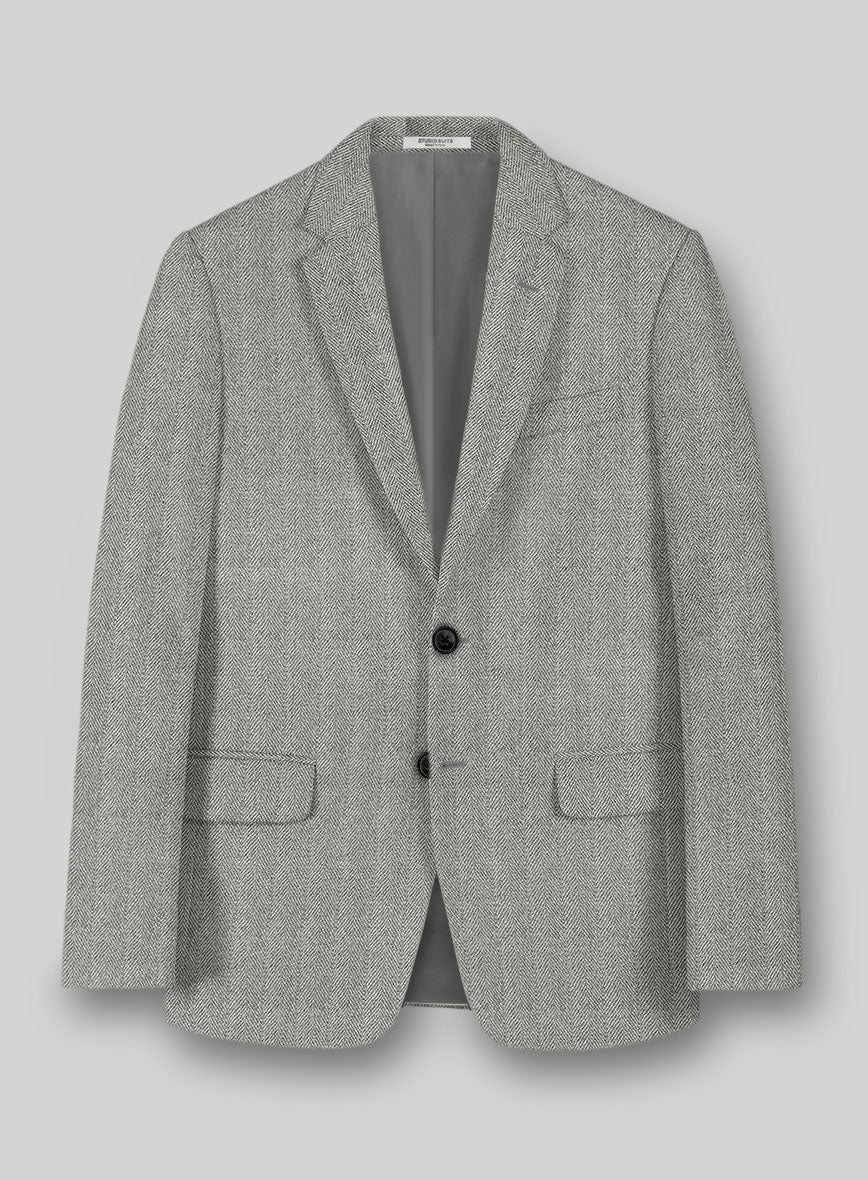 Highlander Light Gray Herringbone Tweed Jacket