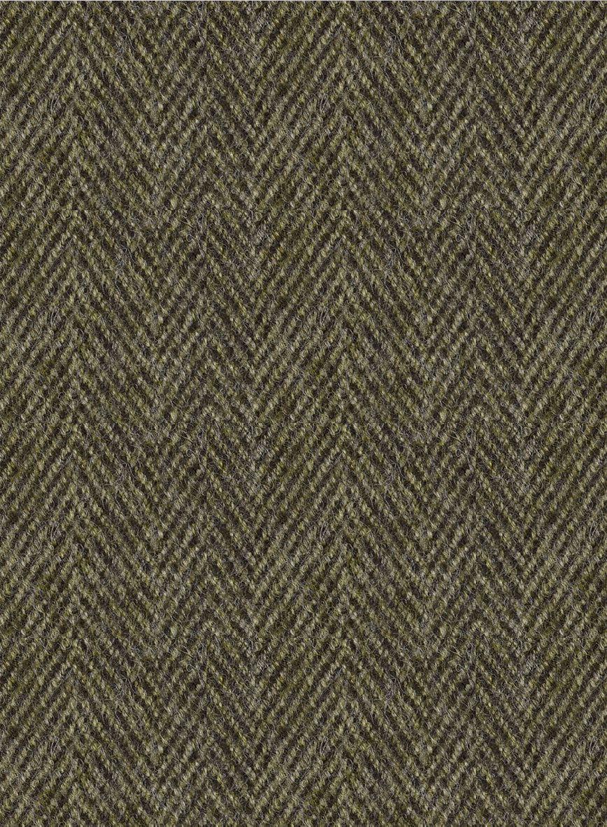Highlander Olive Herringbone Hunter Style Tweed Jacket - Image 3