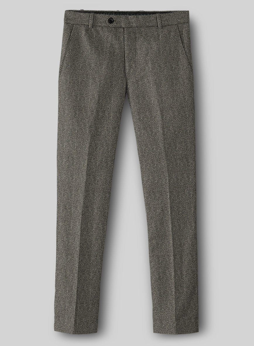 Highlander Stone Beige Herringbone Tweed Pants