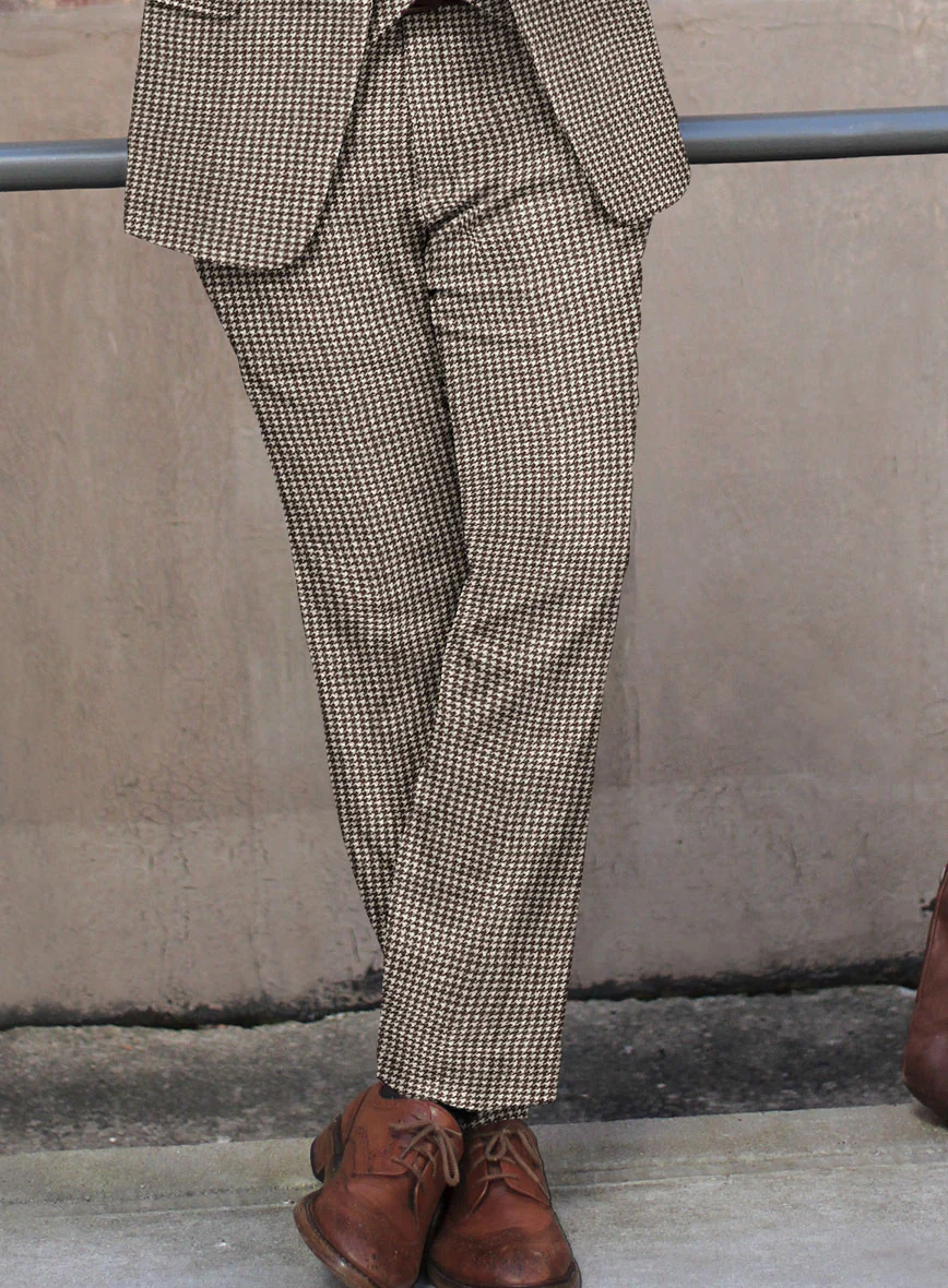 Houndstooth Brown Tweed Pants - Image 2
