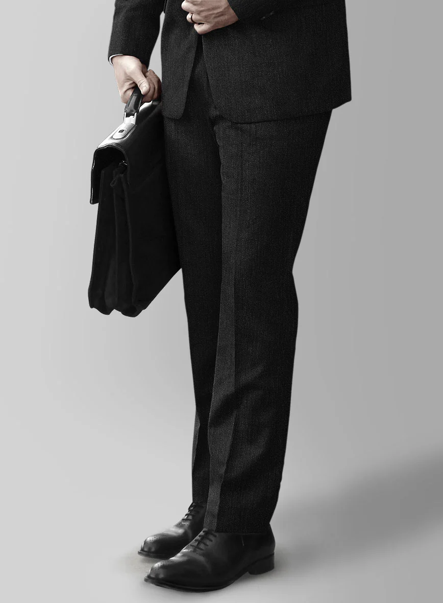 Huddersfield Stretch Charcoal Wool Pants - Image 2