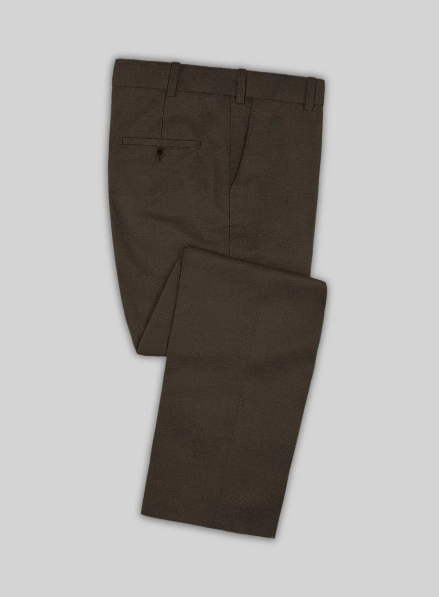 Huddersfield Stretch Coffee Brown Wool Pants