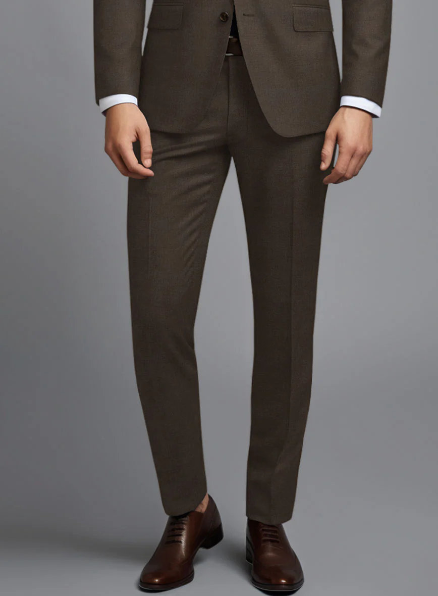 Huddersfield Stretch Coffee Brown Wool Pants - Image 2