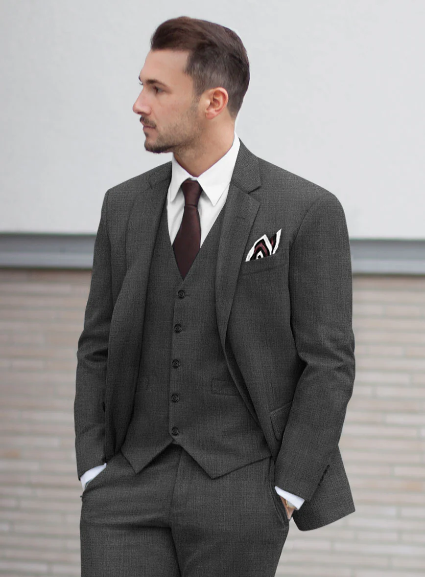 Huddersfield Stretch Dark Gray Wool Suit - Image 4