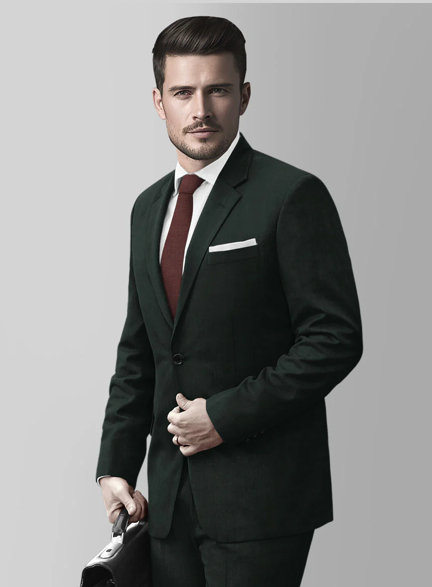 Huddersfield Stretch Dark Green Wool Suit - Image 4