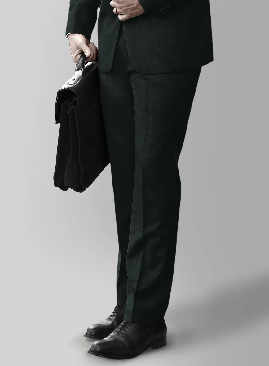 Huddersfield Stretch Dark Green Wool Pants - Image 2