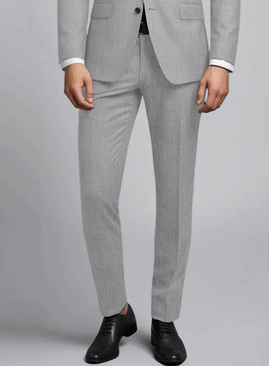 Huddersfield Stretch Light Gray Wool Pants - Image 2