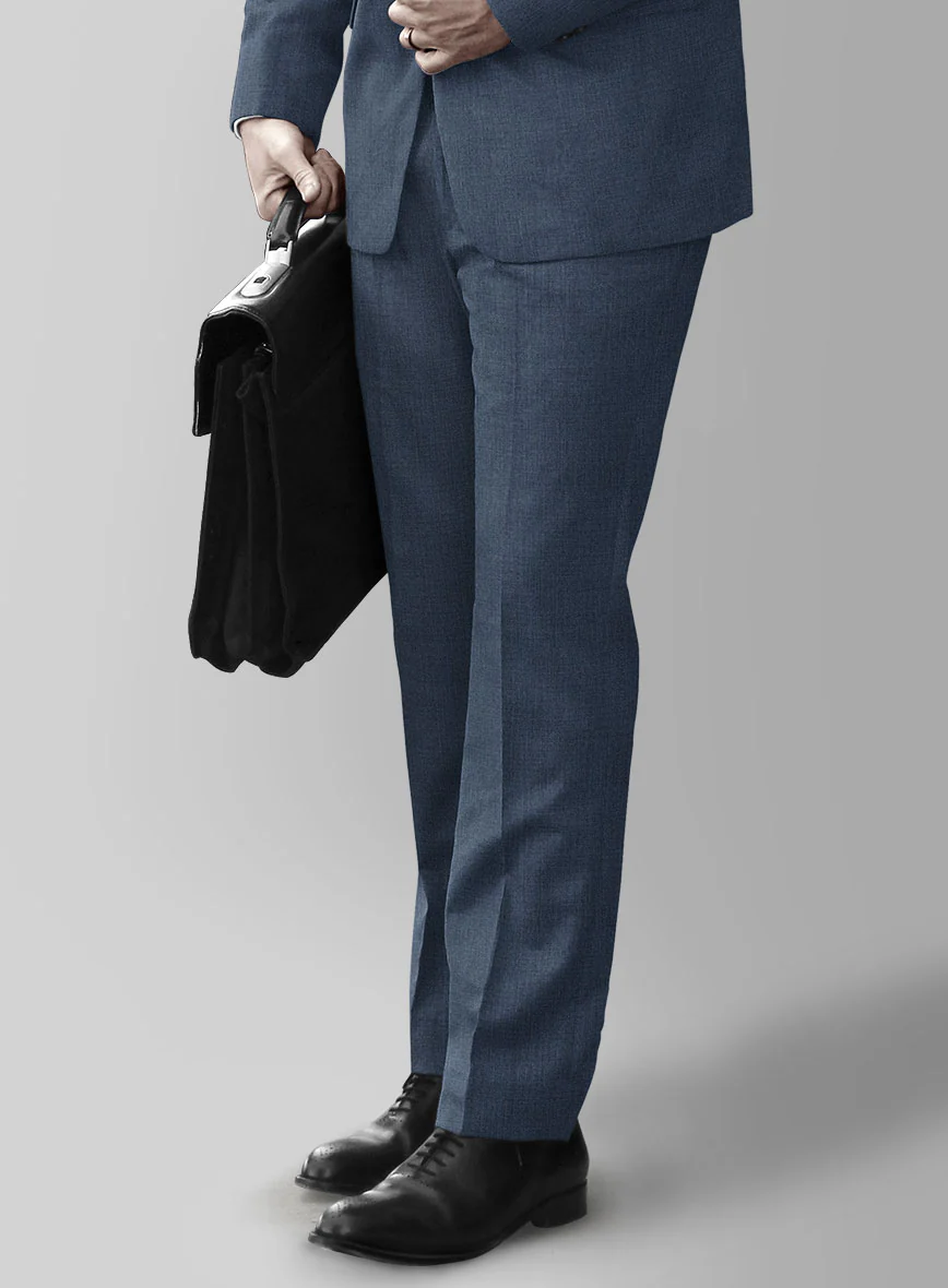 Huddersfield Stretch Slate Blue Wool Pants - Image 2