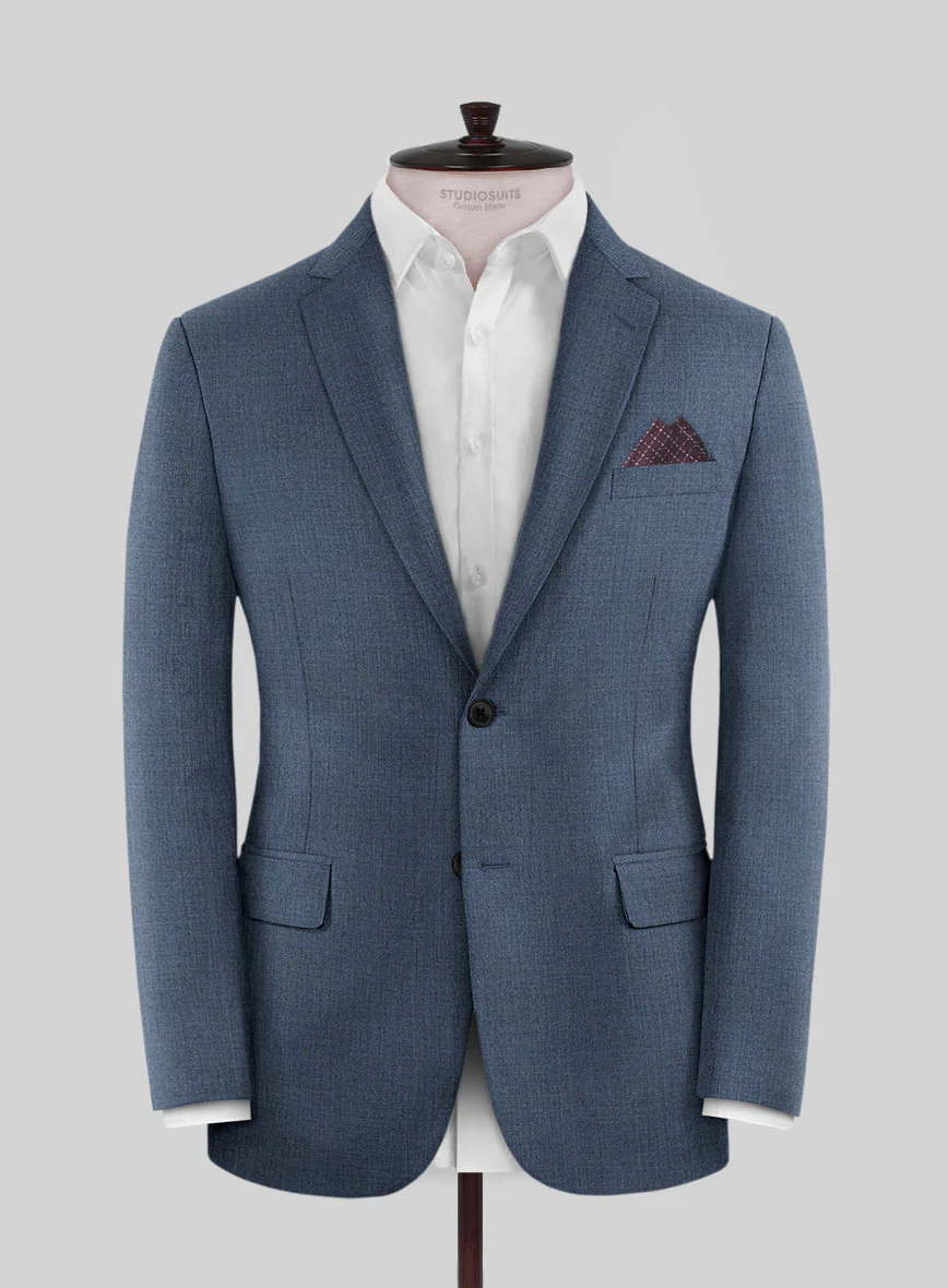 Huddersfield Stretch Slate Blue Wool Suit - Image 3