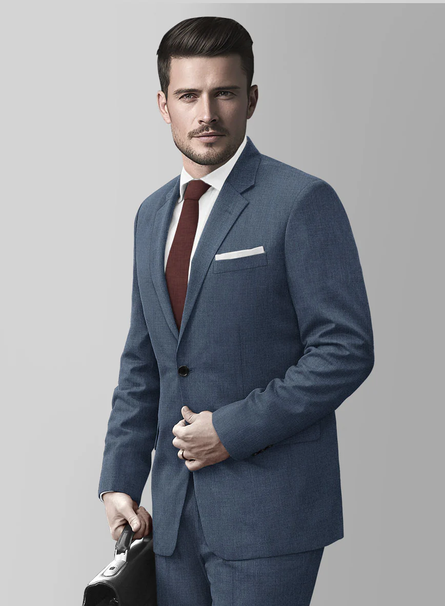 Huddersfield Stretch Slate Blue Wool Suit - Image 4
