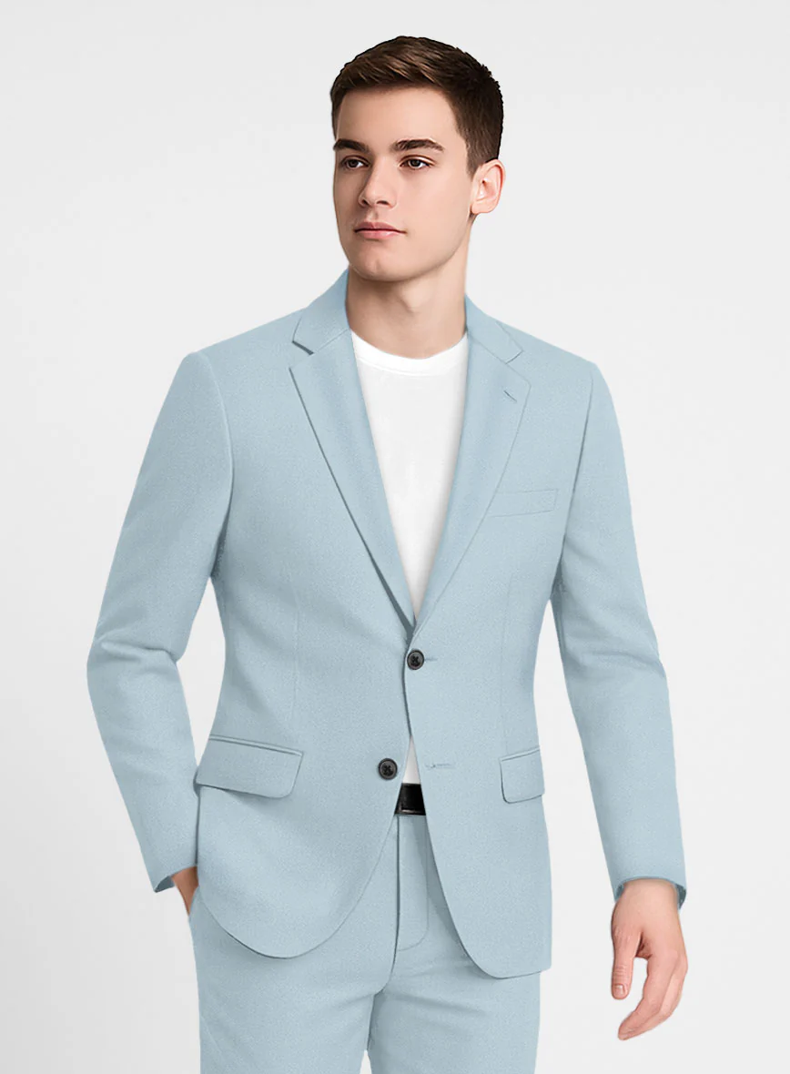 Ice Blue Napoli Stretch Light Weight Cotton Suit - Image 3