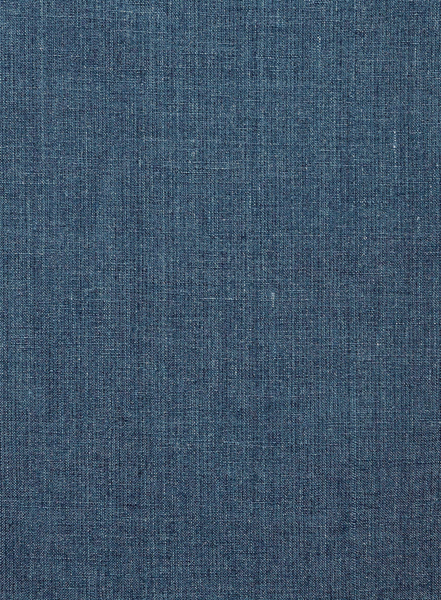 Indigo Blue Linen Double Breasted Suit - Golden Buttons - Image 7