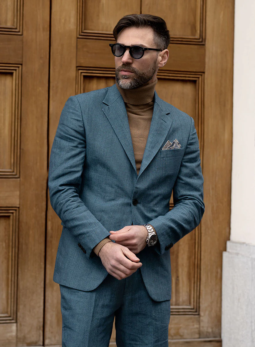 Indigo Blue Linen Jacket - Image 2