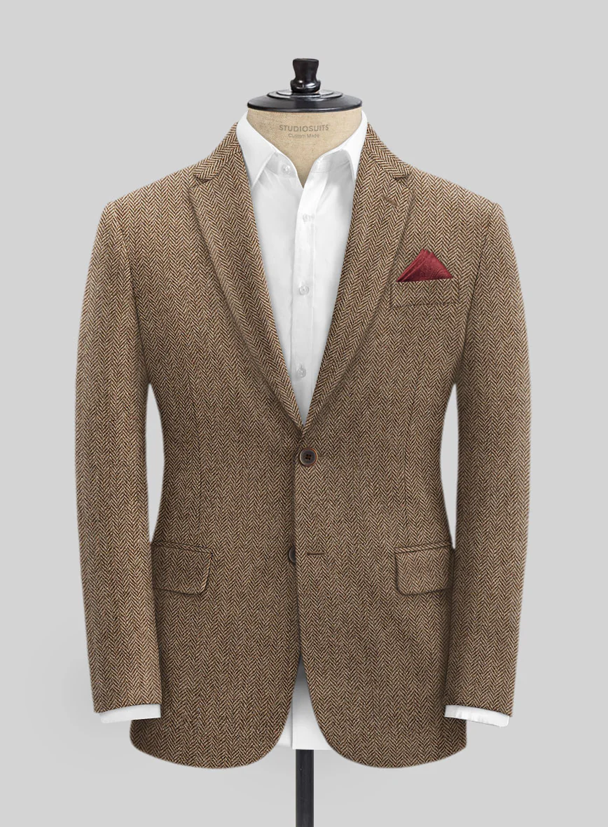 Irish Brown Herringbone Tweed Jacket - Image 3