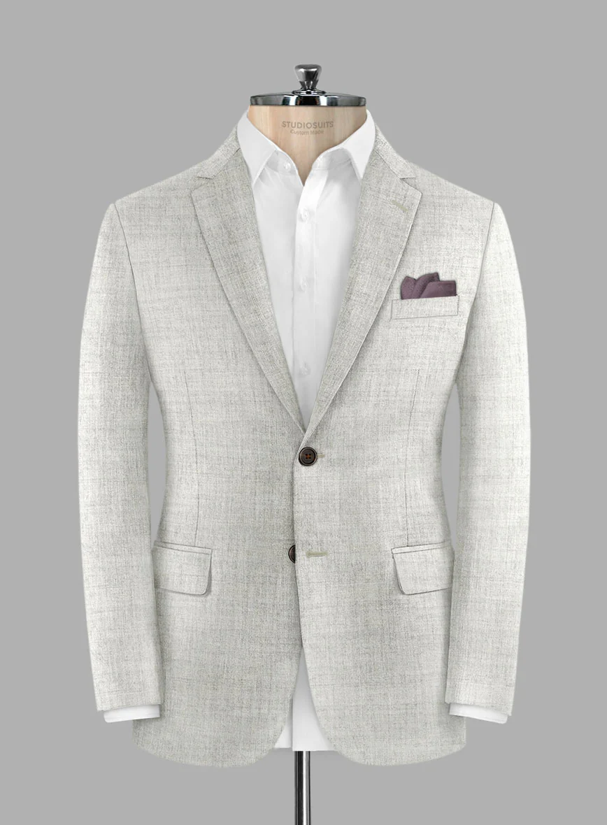 Italian Aime Ivory Gray Wool Suit - Image 3