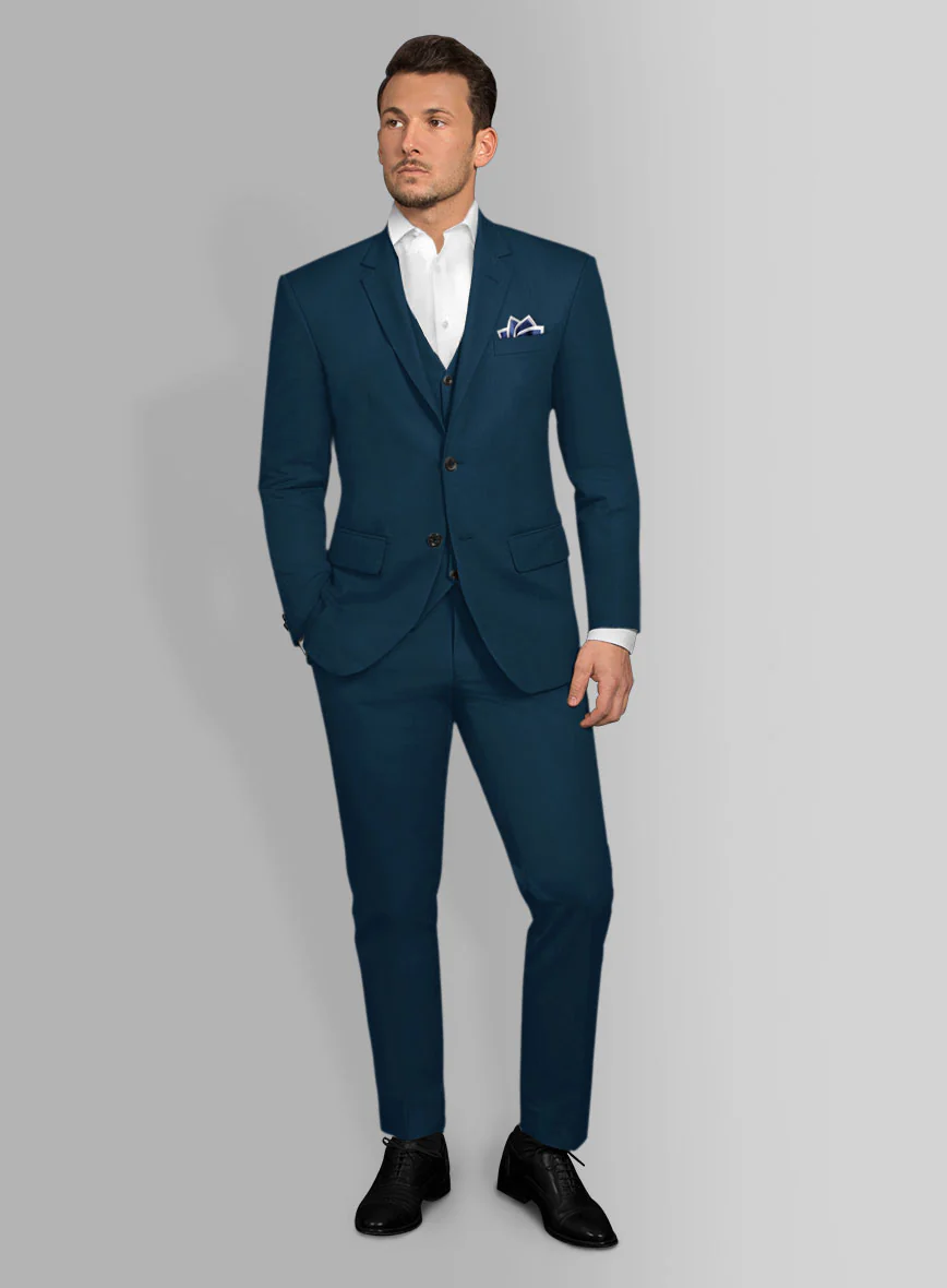 Italian Astronaut Blue Cotton Stretch Suit - Image 2