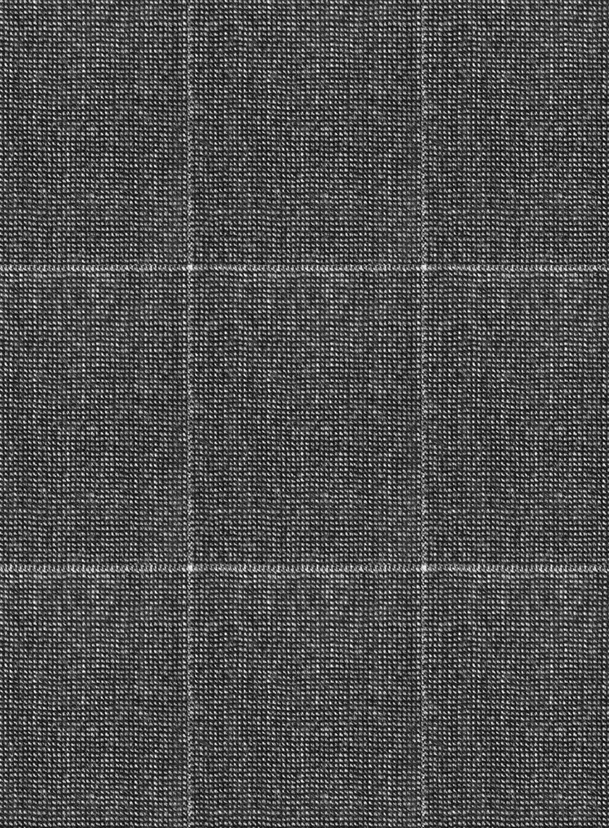 Italian Balca Gray Windowpane Flannel Pants - Image 3
