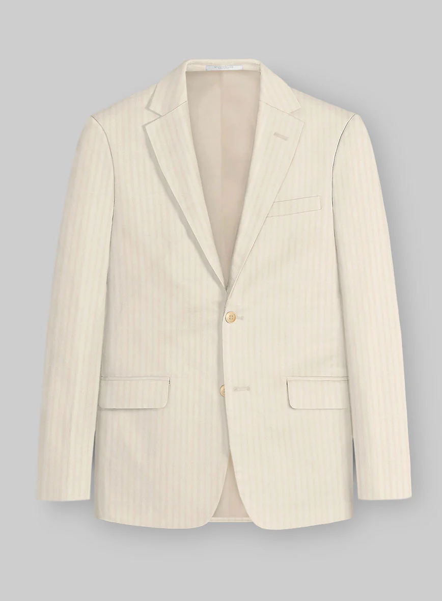 Italian Beige Herringbone Cotton Jacket