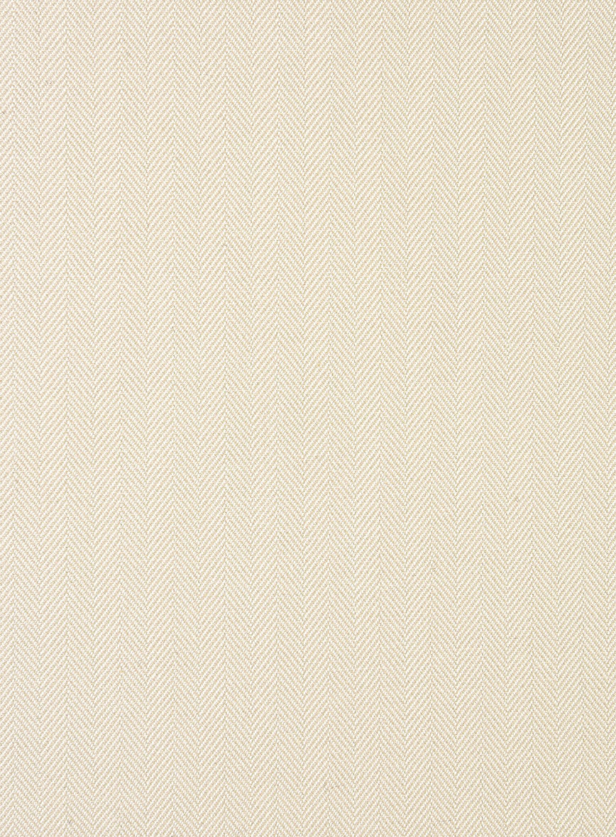 Italian Beige Herringbone Cotton Pants - Image 3