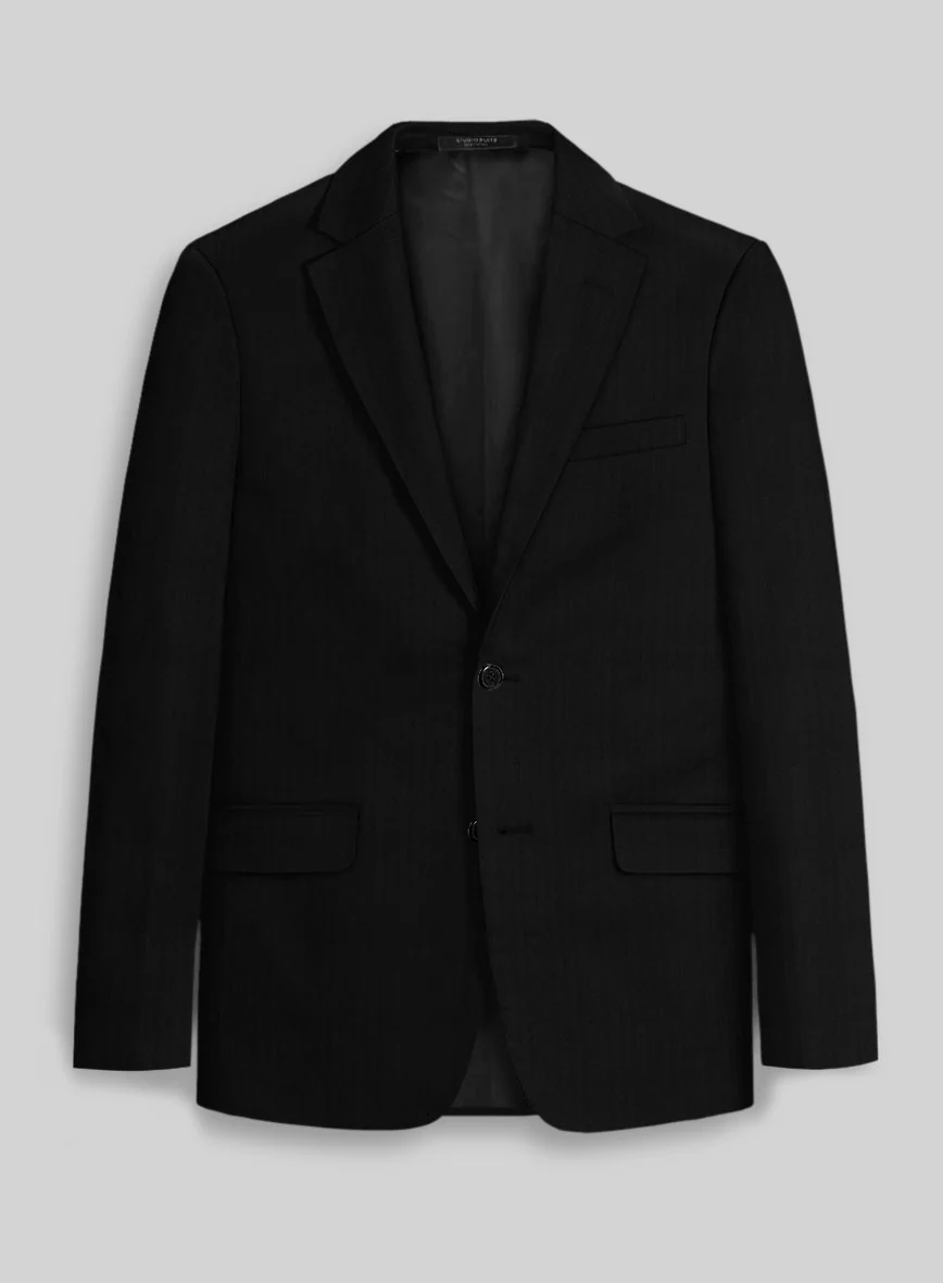 Italian Black Herringbone Cotton Jacket