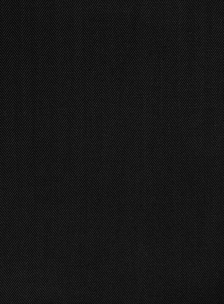 Italian Black Herringbone Cotton Pants - Image 3