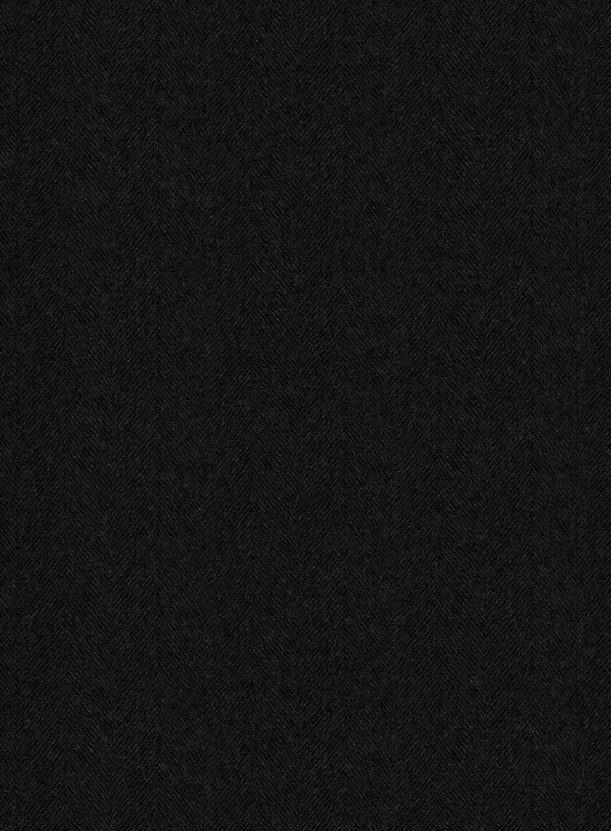 Italian Black Herringbone Flannel Jacket - Image 3