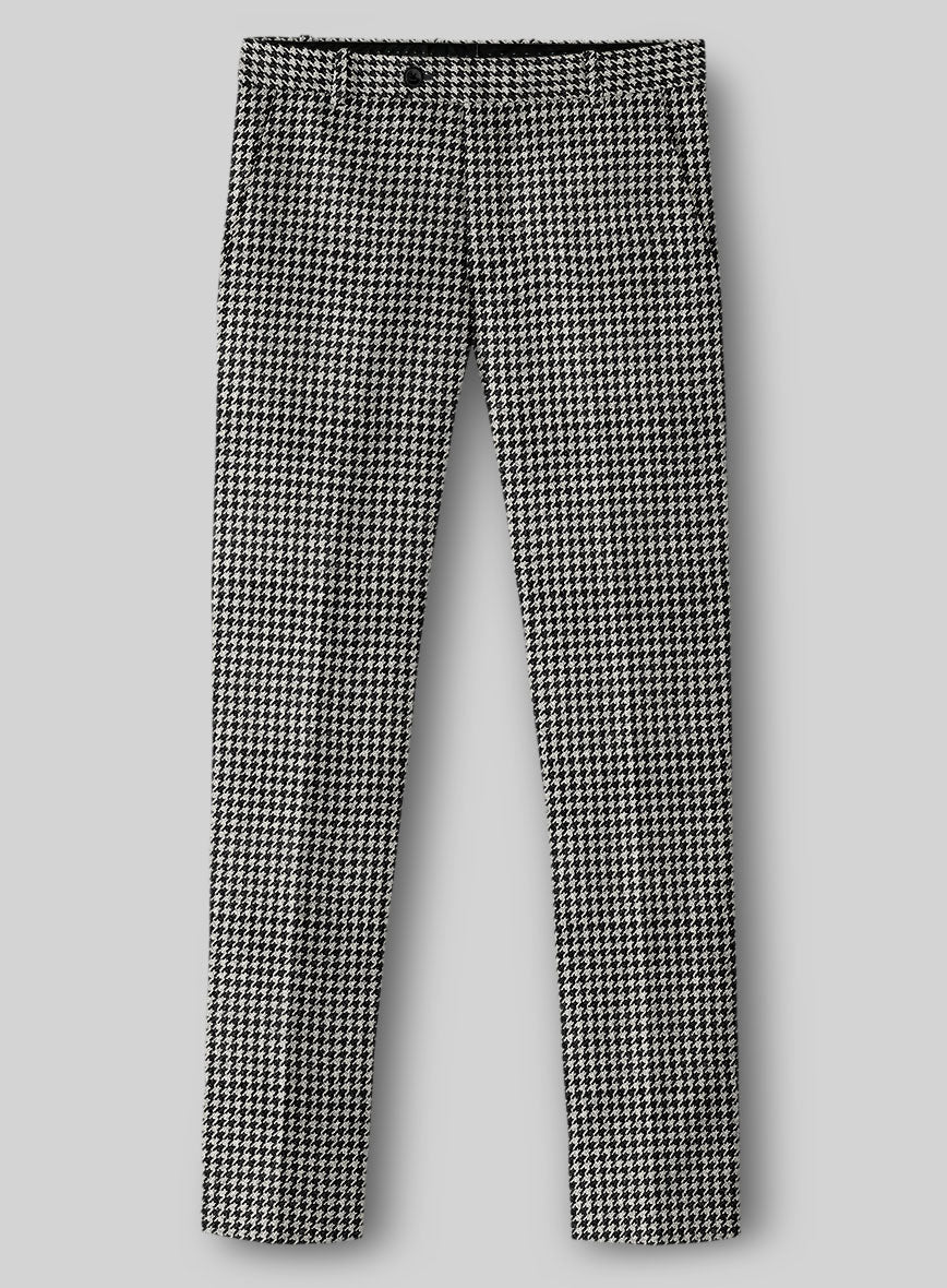 Italian Black & White Houndstooth Tweed Pants